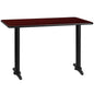Flash Furniture XU-MAHTB-3048-T0522-GG 30" x 48" Mahogany Laminate Table Top with 5" x 22" Table Height Bases - Main view