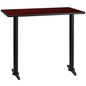 Flash Furniture XU-MAHTB-3048-T0522B-GG 30" x 48" Mahogany Laminate Table Top with 5" x 22" Bar Height Table Bases - Main view