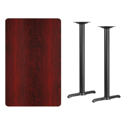Flash Furniture XU-MAHTB-3048-T0522B-GG 30" x 48" Mahogany Laminate Table Top with 5" x 22" Bar Height Table Bases - View 2