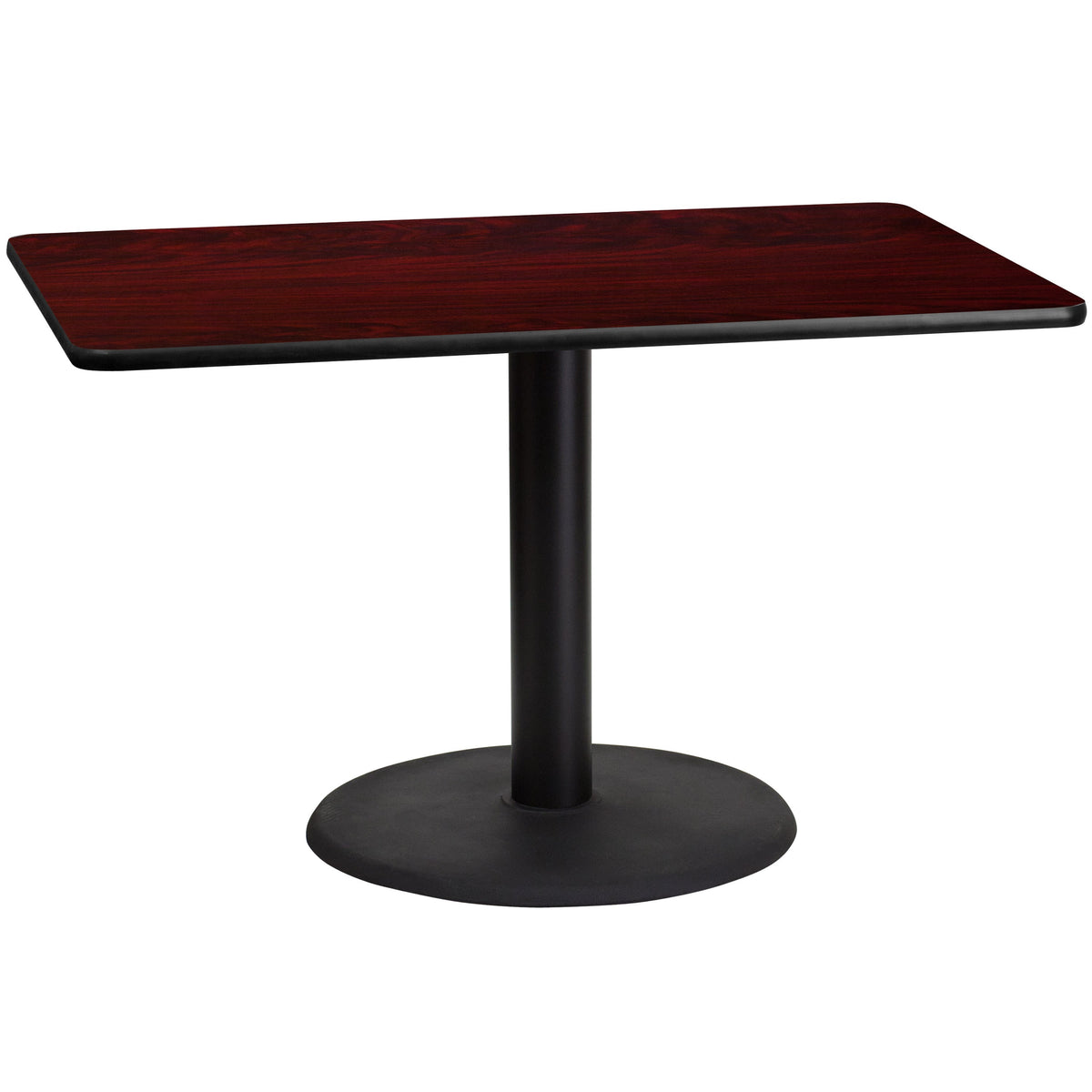 Flash Furniture XU-MAHTB-3048-TR24-GG 30" x 48" Mahogany Laminate Table Top with 24" Round Table Height Base - Main view