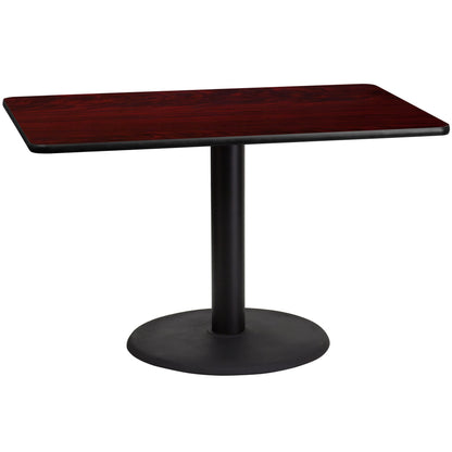 Flash Furniture XU-MAHTB-3048-TR24-GG 30" x 48" Mahogany Laminate Table Top with 24" Round Table Height Base - Main view