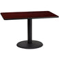 Flash Furniture XU-MAHTB-3048-TR24-GG 30" x 48" Mahogany Laminate Table Top with 24" Round Table Height Base - Main view