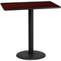 Flash Furniture XU-MAHTB-3048-TR24B-GG 30" x 48" Mahogany Laminate Table Top with 24" Round Bar Height Table Base - Main view