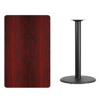 Flash Furniture XU-MAHTB-3048-TR24B-GG 30" x 48" Mahogany Laminate Table Top with 24" Round Bar Height Table Base - View 2