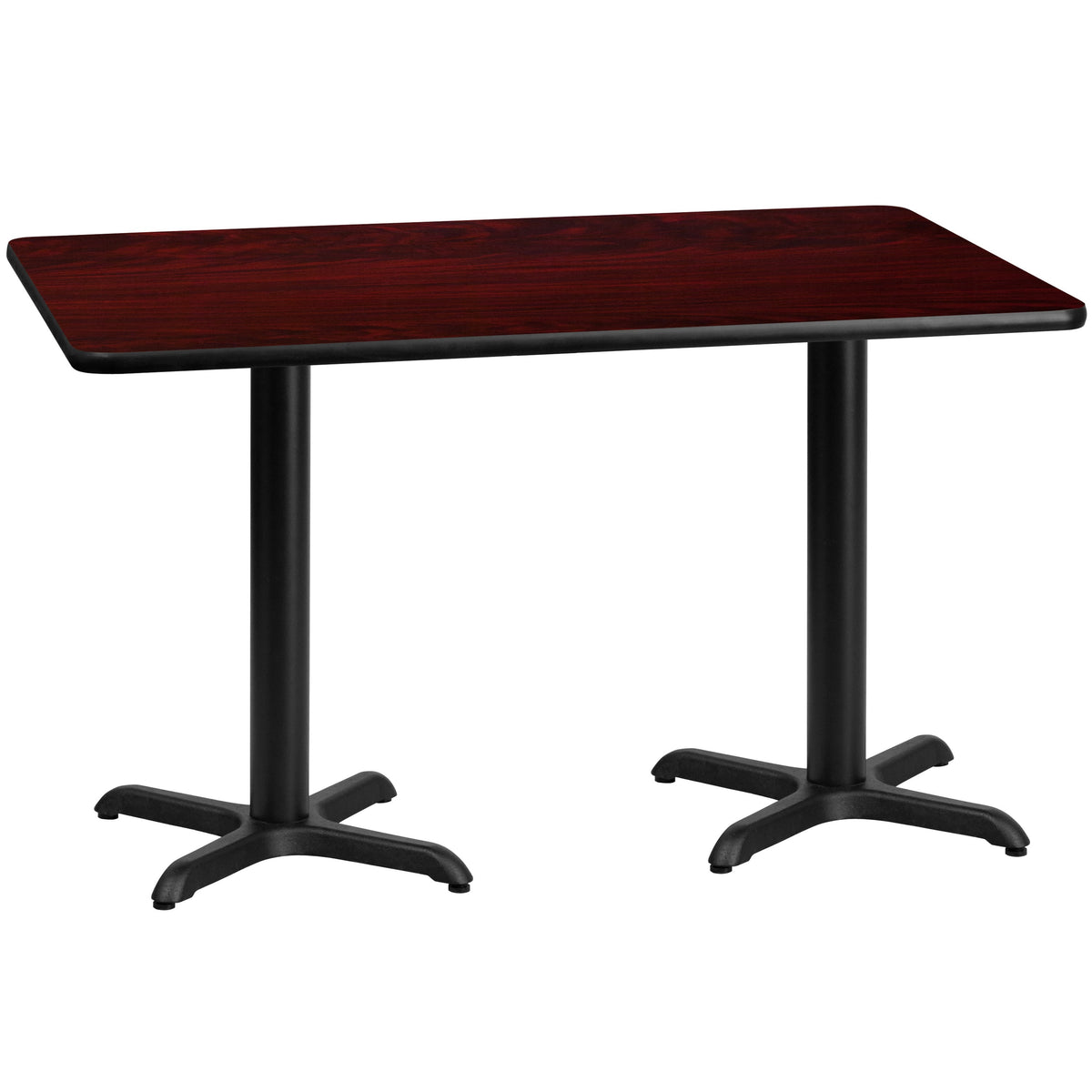 Flash Furniture XU-MAHTB-3060-T2222-GG 30" x 60" Mahogany Laminate Table Top with 22" x 22" Table Height Bases - Main view