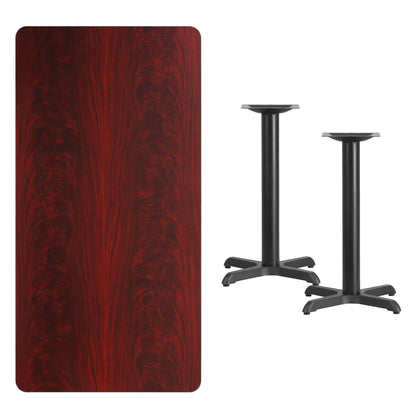 Flash Furniture XU-MAHTB-3060-T2222-GG 30" x 60" Mahogany Laminate Table Top with 22" x 22" Table Height Bases - View 2