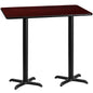 Flash Furniture XU-MAHTB-3060-T2222B-GG 30" x 60" Mahogany Laminate Table Top with 22" x 22" Bar Height Table Bases - Main view