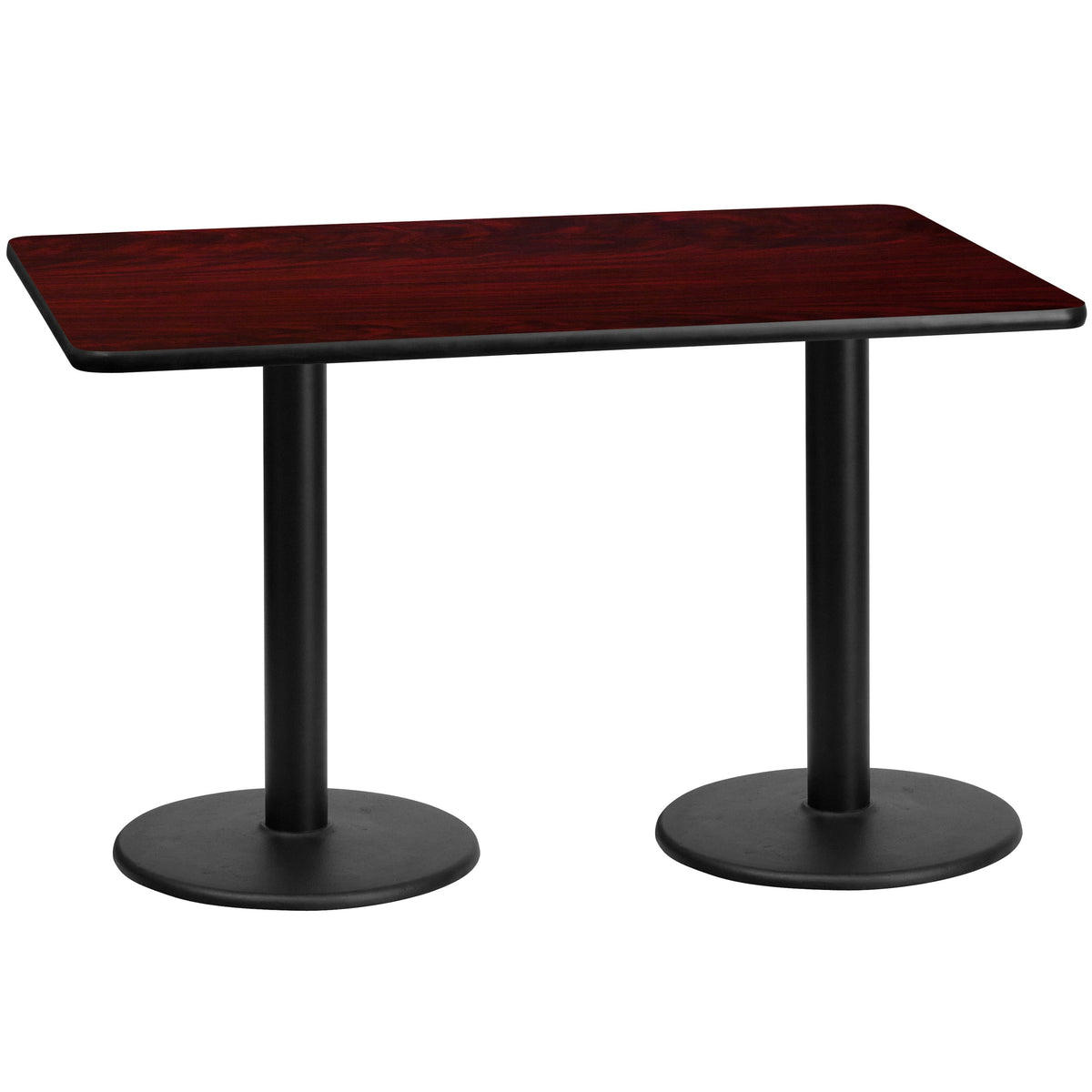 Flash Furniture XU-MAHTB-3060-TR18-GG 30" x 60" Mahogany Laminate Table Top with 18" Round Table Height Bases - Main view