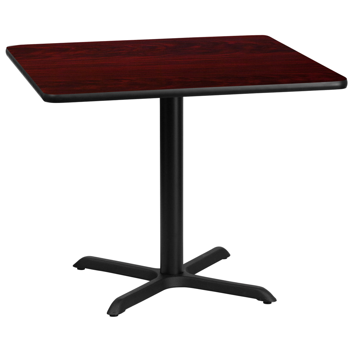 Flash Furniture XU-MAHTB-3636-T3030-GG 36" Square Mahogany Laminate Table Top with 30" x 30" Table Height Base - Main view