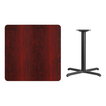 Flash Furniture XU-MAHTB-3636-T3030-GG 36" Square Mahogany Laminate Table Top with 30" x 30" Table Height Base - View 2