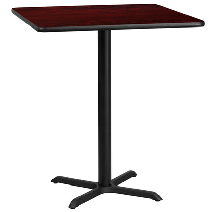 Flash Furniture XU-MAHTB-3636-T3030B-GG 36" Square Mahogany Laminate Table Top with 30" x 30" Bar Height Table Base - Main view