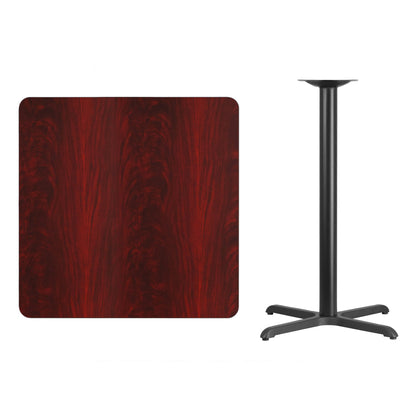 Flash Furniture XU-MAHTB-3636-T3030B-GG 36" Square Mahogany Laminate Table Top with 30" x 30" Bar Height Table Base - View 2