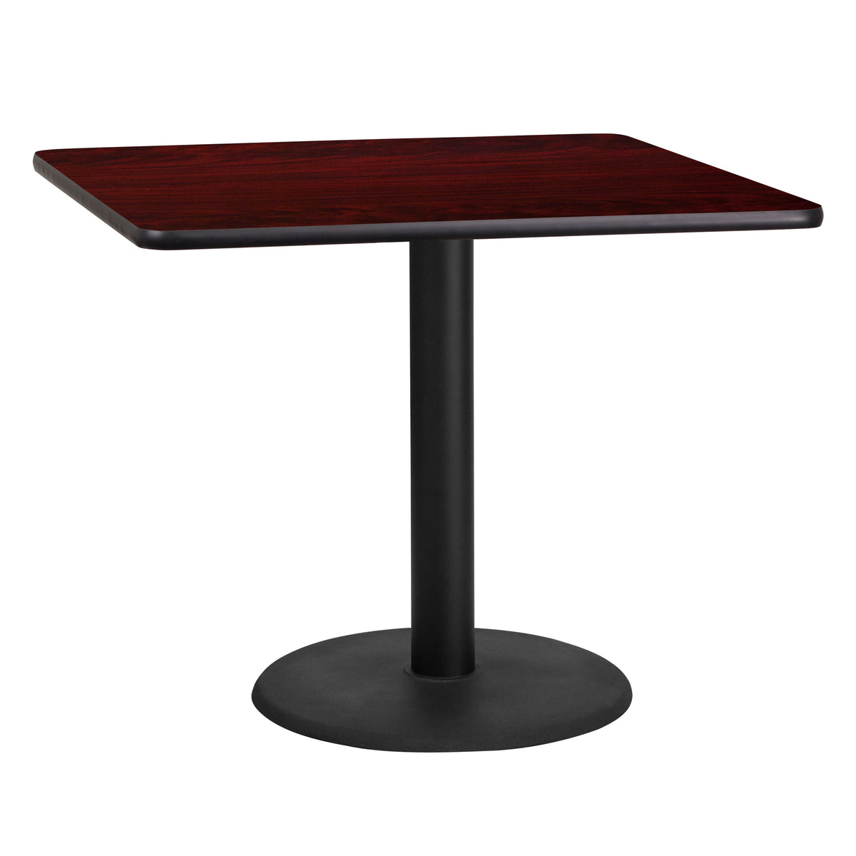Flash Furniture XU-MAHTB-3636-TR24-GG 36" Square Mahogany Laminate Table Top with 24" Round Table Height Base - Main view