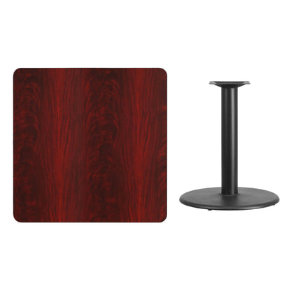 Flash Furniture XU-MAHTB-3636-TR24-GG 36" Square Mahogany Laminate Table Top with 24" Round Table Height Base - View 2