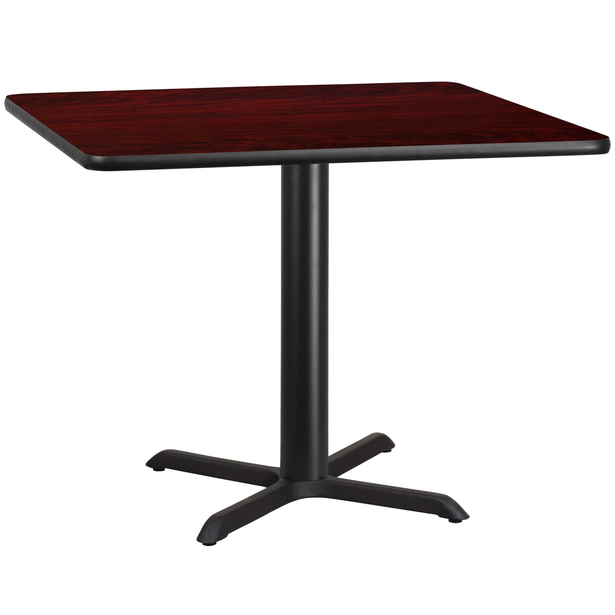 Flash Furniture XU-MAHTB-4242-T3333-GG 42" Square Mahogany Laminate Table Top with 33" x 33" Table Height Base - Main view