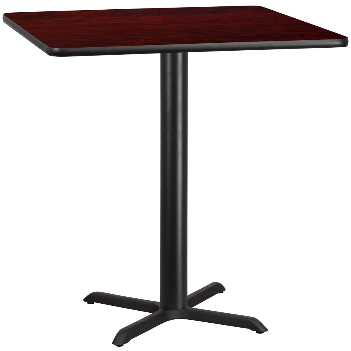 Flash Furniture XU-MAHTB-4242-T3333B-GG 42" Square Mahogany Laminate Table Top with 33" x 33" Bar Height Table Base - Main view