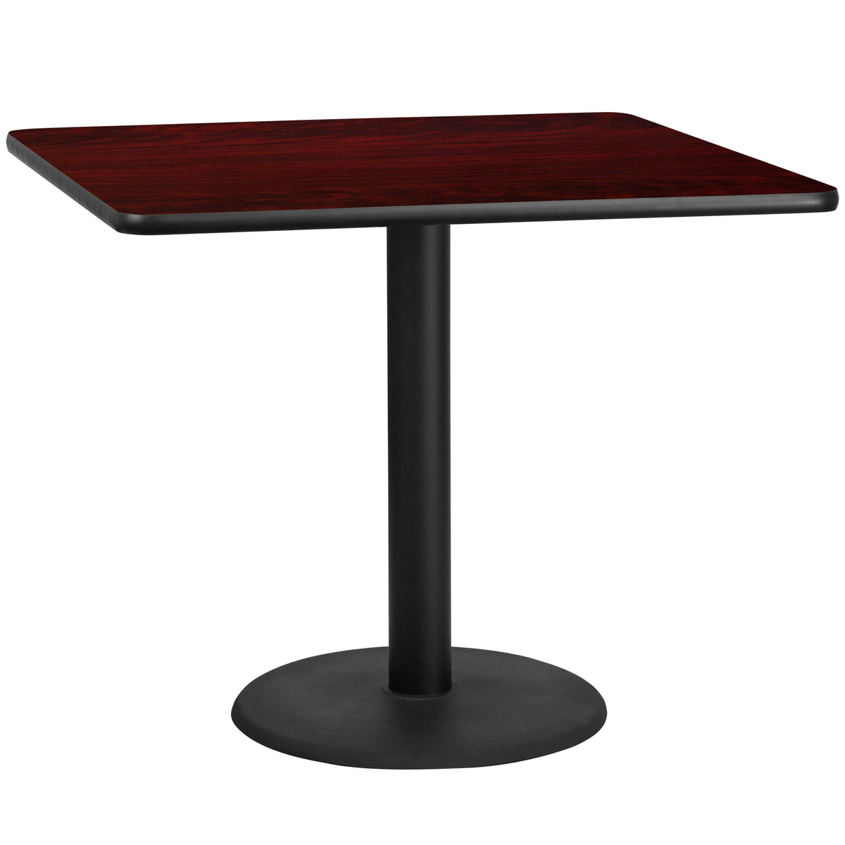 Flash Furniture XU-MAHTB-4242-TR24-GG 42" Square Mahogany Laminate Table Top with 24" Round Table Height Base - Main view