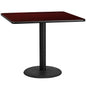 Flash Furniture XU-MAHTB-4242-TR24-GG 42" Square Mahogany Laminate Table Top with 24" Round Table Height Base - Main view