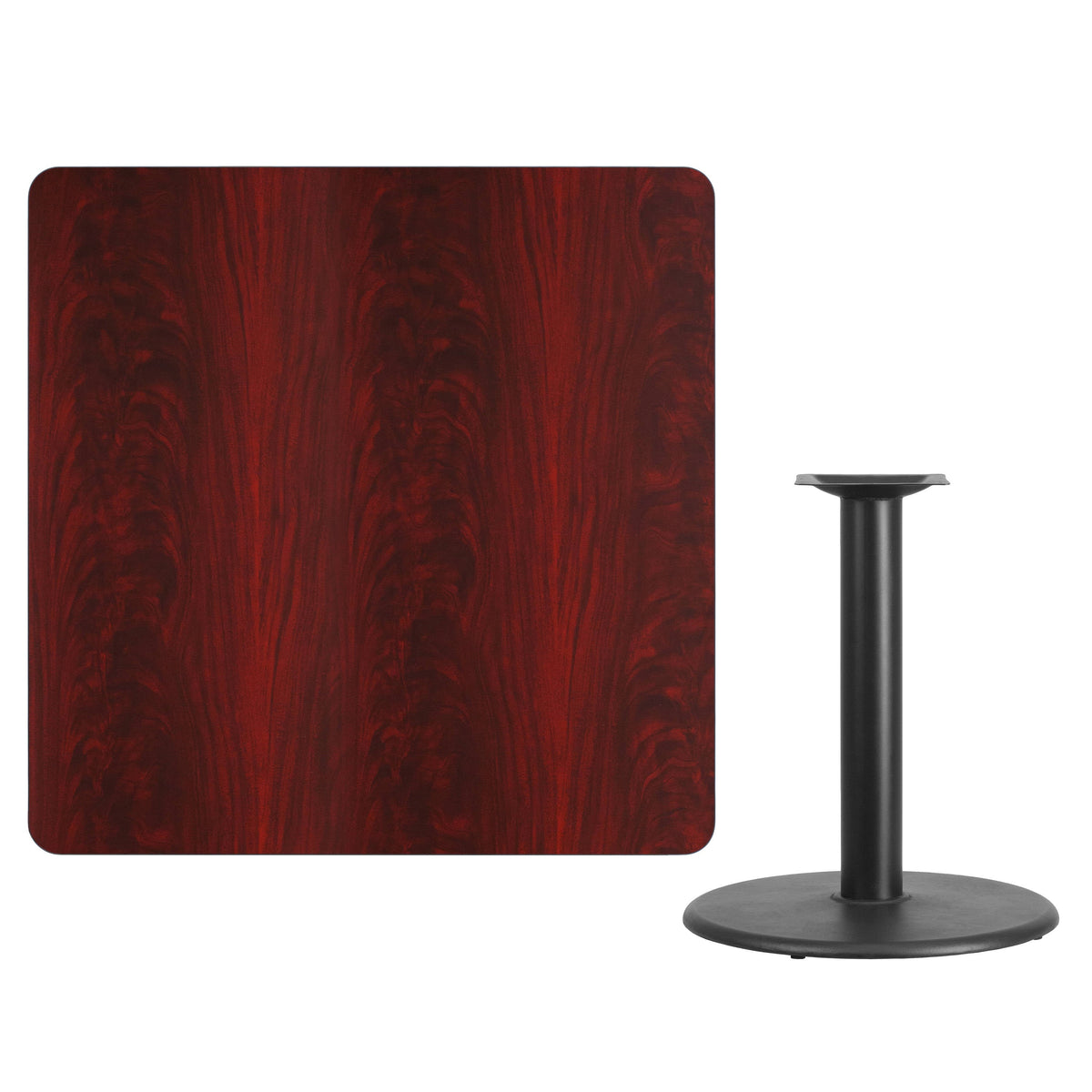 Flash Furniture XU-MAHTB-4242-TR24-GG 42" Square Mahogany Laminate Table Top with 24" Round Table Height Base - View 2