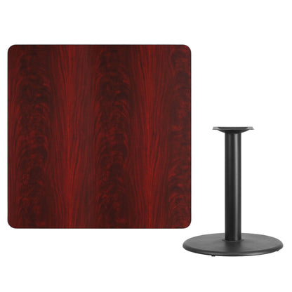 Flash Furniture XU-MAHTB-4242-TR24-GG 42" Square Mahogany Laminate Table Top with 24" Round Table Height Base - View 2