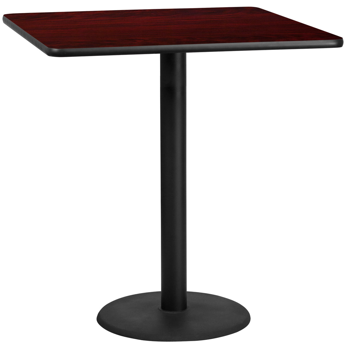 Flash Furniture XU-MAHTB-4242-TR24B-GG 42" Square Mahogany Laminate Table Top with 24" Round Bar Height Table Base - Main view