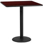 Flash Furniture XU-MAHTB-4242-TR24B-GG 42" Square Mahogany Laminate Table Top with 24" Round Bar Height Table Base - Main view