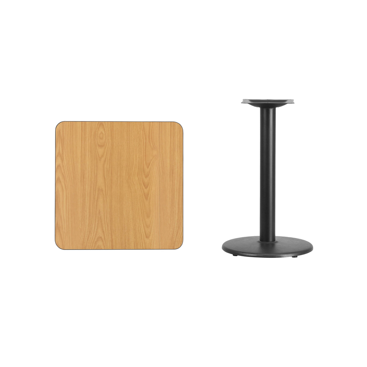 Flash Furniture XU-NATTB-2424-TR18-GG 24" Square Natural Laminate Table Top with 18" Round Table Height Base - View 2