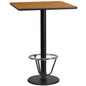 Flash Furniture XU-NATTB-2424-TR18B-3CFR-GG 24" SQ Natural Laminate Table Top & 18" Round Bar Height Table Base w/ Foot Ring - Main view