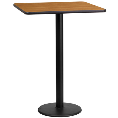 Flash Furniture XU-NATTB-2424-TR18B-GG 24" Square Natural Laminate Table Top with 18" Round Bar Height Table Base - Main view