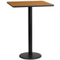 Flash Furniture XU-NATTB-2424-TR18B-GG 24" Square Natural Laminate Table Top with 18" Round Bar Height Table Base - Main view