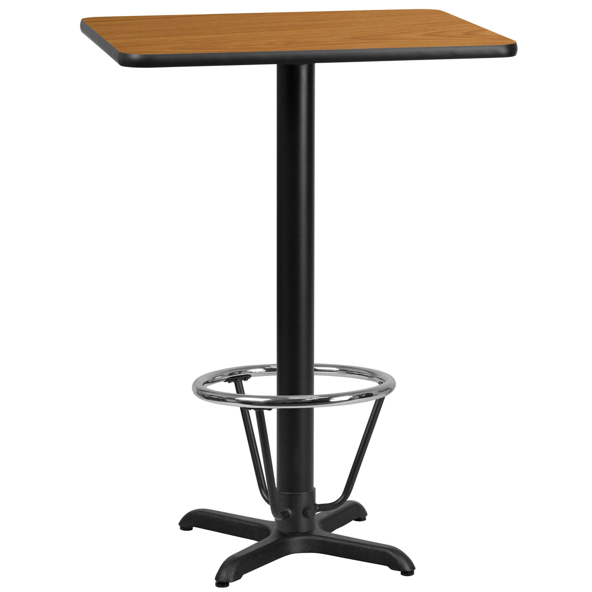 Flash Furniture XU-NATTB-2430-T2222B-3CFR-GG 24" x 30" Natural Laminate Table Top & 22x22 Bar Height Table Base w/Foot Ring - Main view