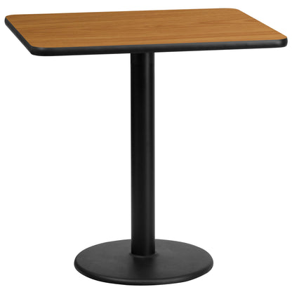 Flash Furniture XU-NATTB-2430-TR18-GG 24" x 30" Rectangular Natural Laminate Table Top with 18" RD Table Height Base - Main view