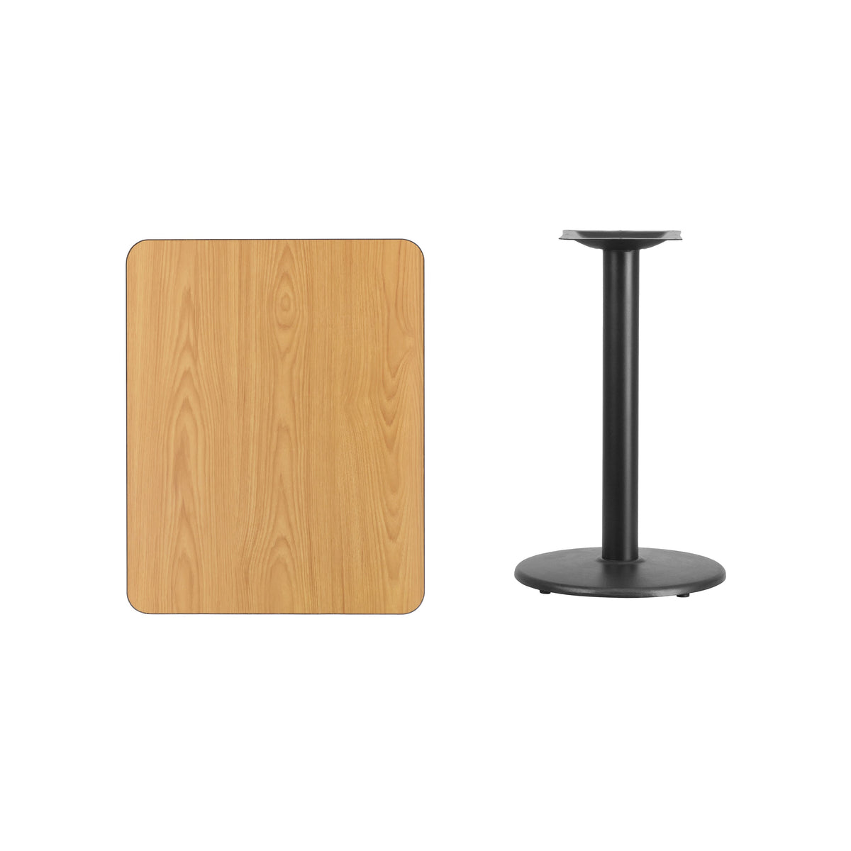 Flash Furniture XU-NATTB-2430-TR18-GG 24" x 30" Rectangular Natural Laminate Table Top with 18" RD Table Height Base - View 2