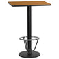 Flash Furniture XU-NATTB-2430-TR18B-3CFR-GG 24" x 30" Natural Laminate Table Top & 18" RD Bar Height Table Base w/ Foot Ring - Main view
