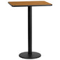 Flash Furniture XU-NATTB-2430-TR18B-GG 24" x 30" Natural Laminate Table Top with 18" Round Bar Height Table Base - Main view
