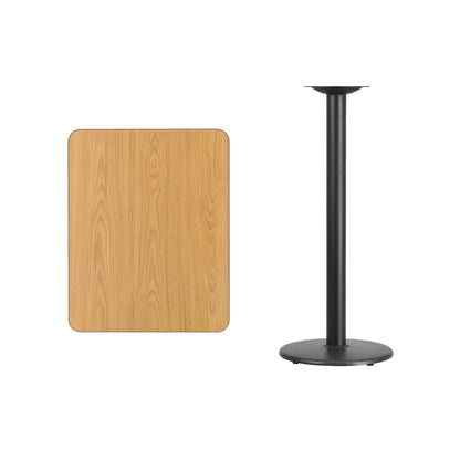 Flash Furniture XU-NATTB-2430-TR18B-GG 24" x 30" Natural Laminate Table Top with 18" Round Bar Height Table Base - View 2