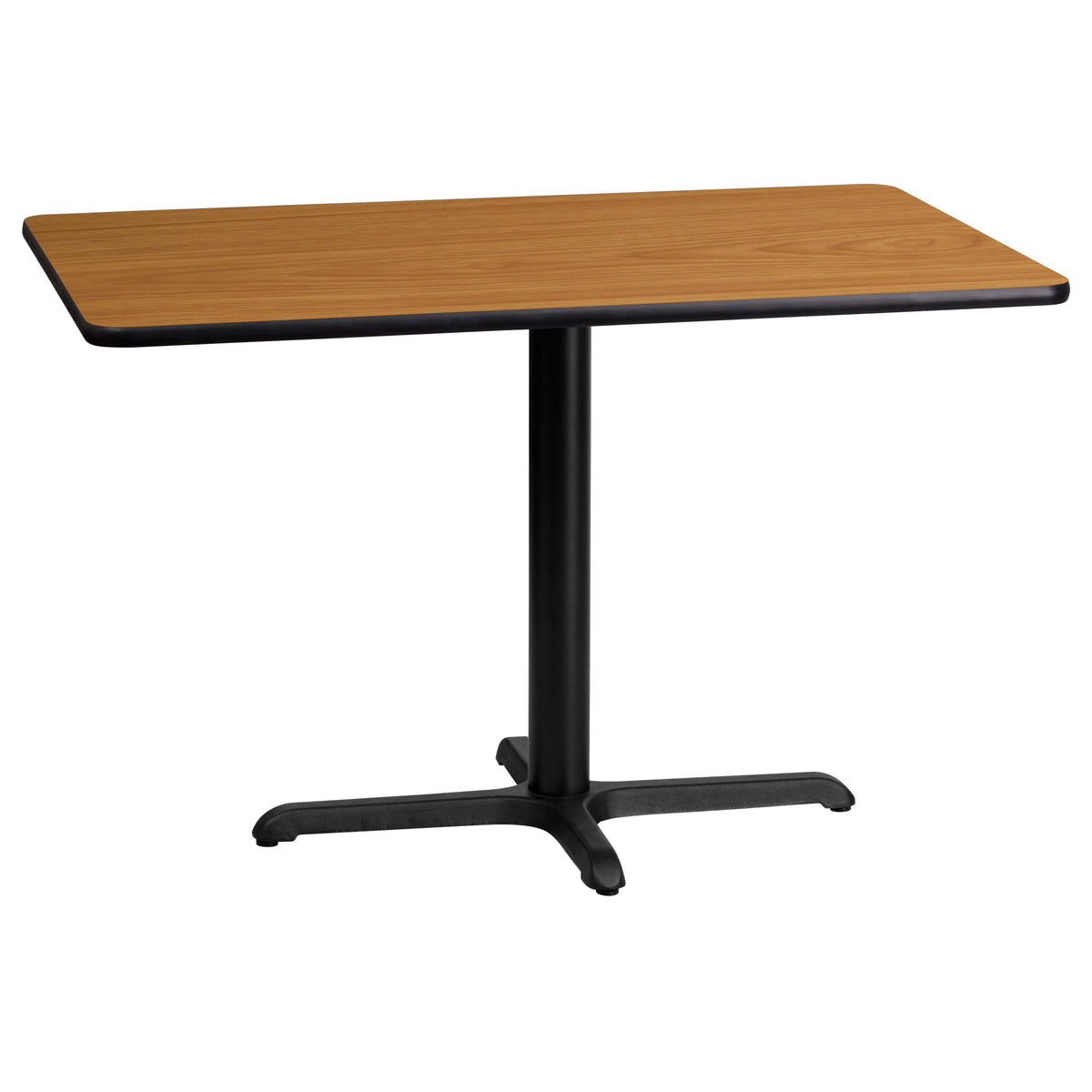 Flash Furniture XU-NATTB-2442-T2230-GG 24" x 42" REC Natural Laminate Table Top with 23.5" x 29.5" Table Height Base - Main view