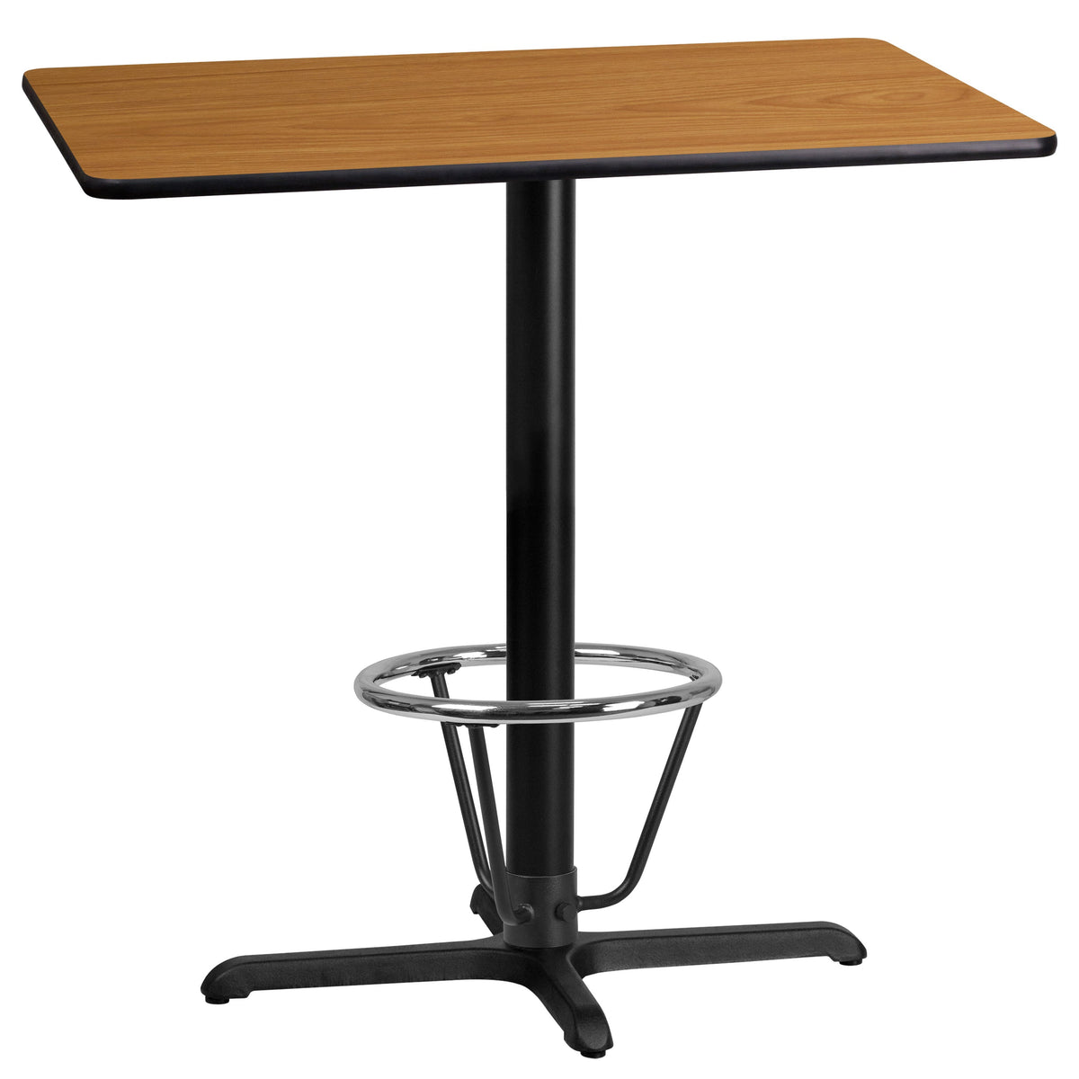 Flash Furniture XU-NATTB-2442-T2230B-3CFR-GG 24" x 42" Laminate Table Top & 23.5x29.5 Bar Height Table Base w/Foot Ring (Natural) - Main view