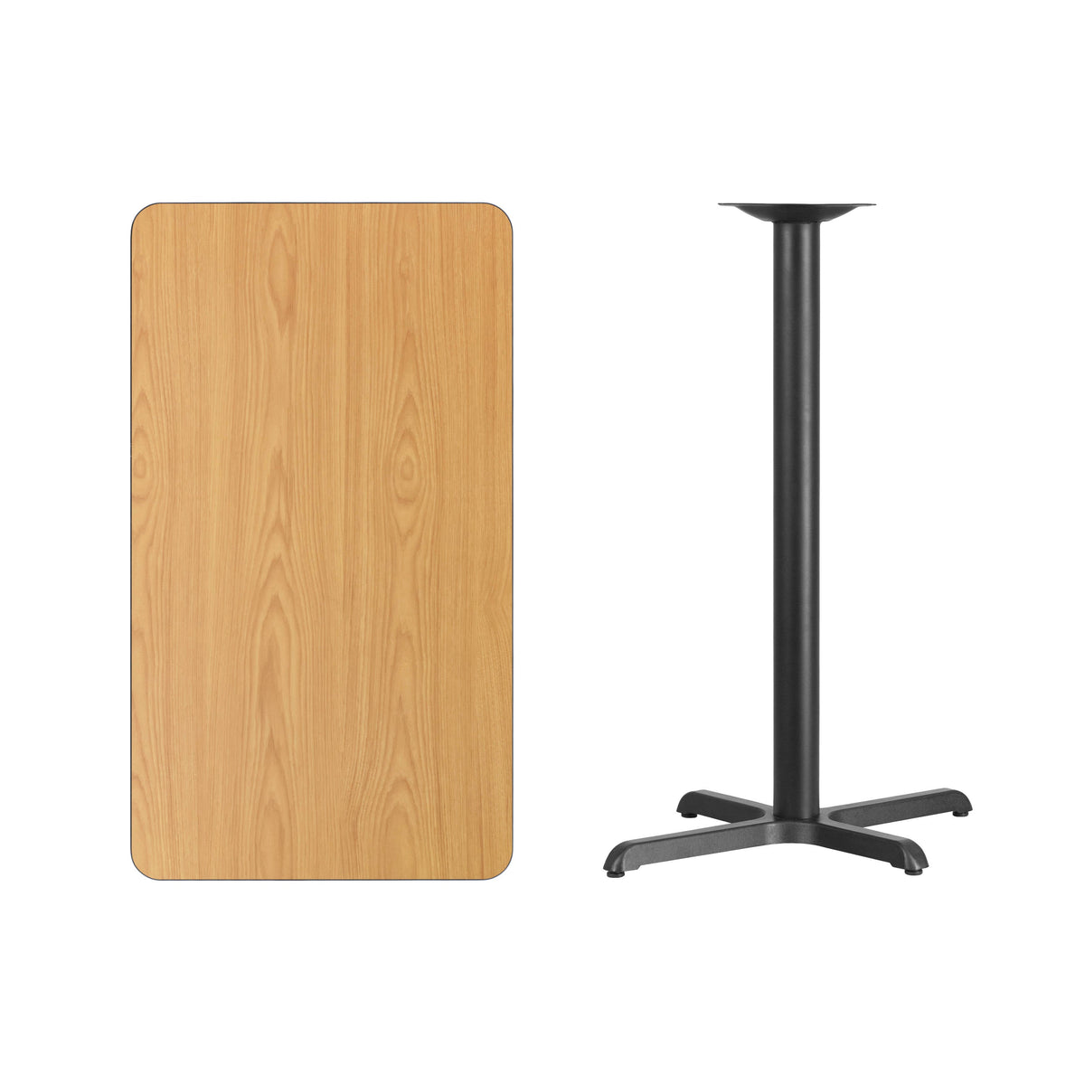 Flash Furniture XU-NATTB-2442-T2230B-GG 24" x 42" Laminate Table Top with 23.5" x 29.5" Bar Height Table Base (Natural) - View 2