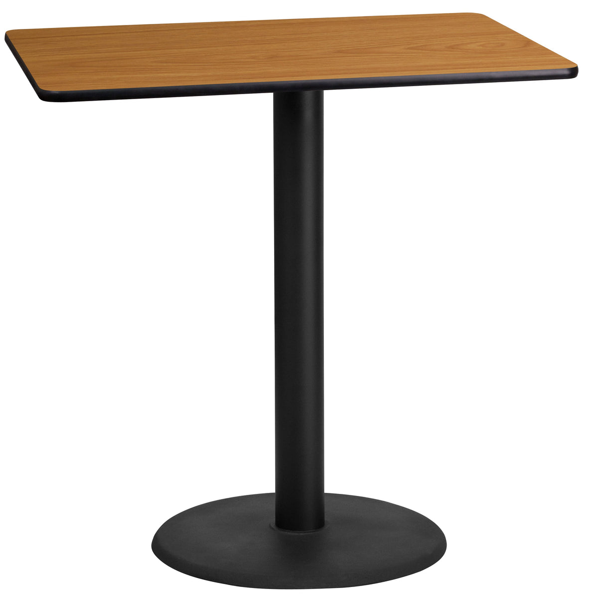 Flash Furniture XU-NATTB-2442-TR24B-GG 24" x 42" Natural Laminate Table Top with 24" Round Bar Height Table Base - Main view