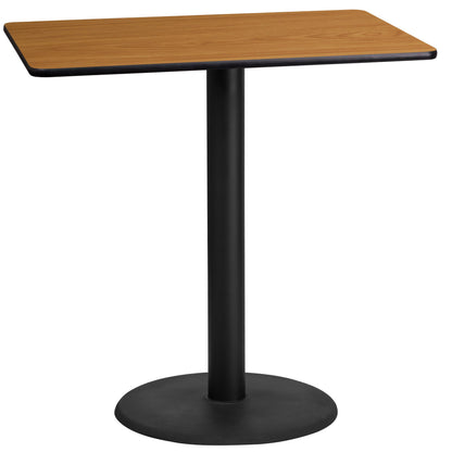 Flash Furniture XU-NATTB-2442-TR24B-GG 24" x 42" Natural Laminate Table Top with 24" Round Bar Height Table Base - Main view