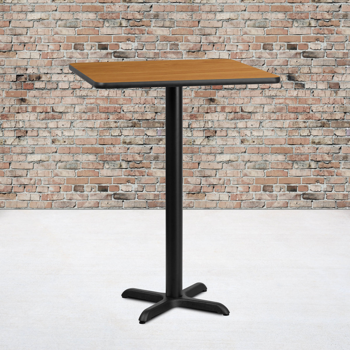 Flash Furniture XU-NATTB-3030-T2222B-GG 30" Square Natural Laminate Table Top with 22" x 22" Bar Height Table Base - View 2