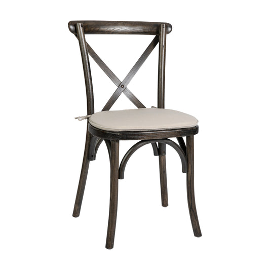 Flash Furniture XU-X-EA-NTC-GG Stackable Early American Wood Cross Back Chair w/ Cushion - Dining Room Seating - Main view