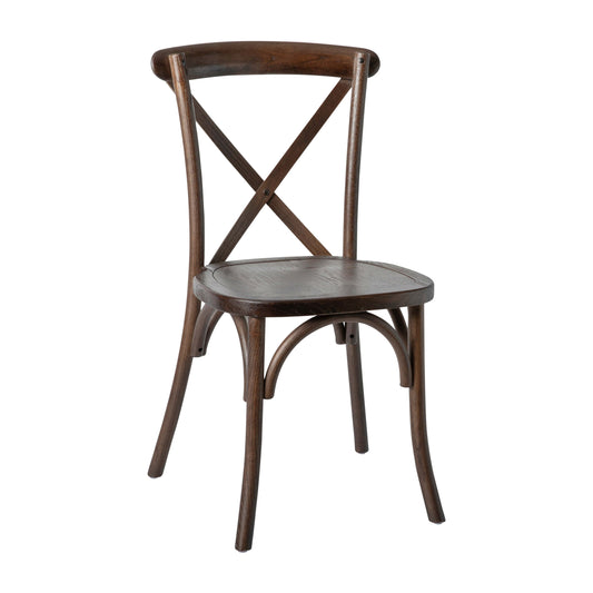 Flash Furniture XU-X-MAH-GG Stackable Mahogany Wood Cross Back Chair - Dining Room Seating - Main view