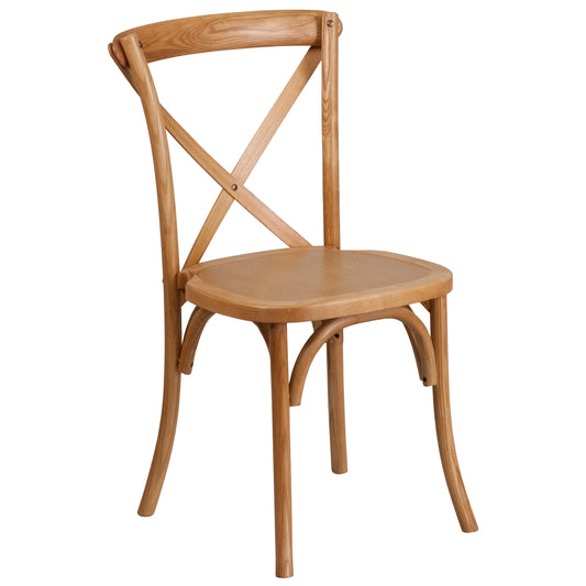 Flash Furniture XU-X-OAK-GG Stackable Oak Wood Cross Back Chair - Dining Room Seating - Main view