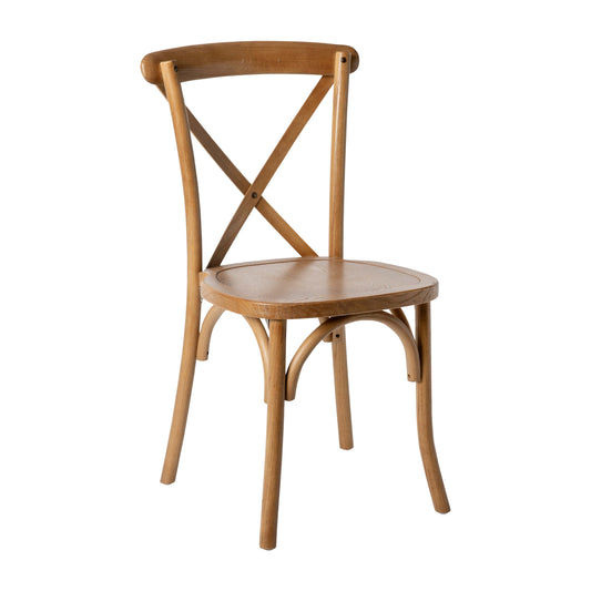 Flash Furniture XU-X-PEC-GG Stackable Pecan Wood Cross Back Chair - Dining Room Seating - Main view