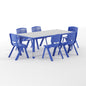 Flash Furniture YU-YCY-060-0036-RECT-TBL-BLUE-GG 23.625"W x 47.25"L Rectangular Blue Plastic Activity Table Set with 6 Chairs - Main view