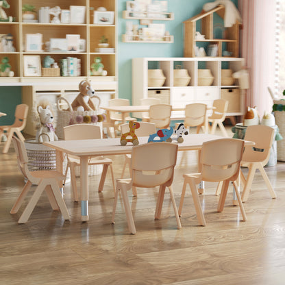 Flash Furniture YU-YCY-060-0036-RECT-TBL-NAT-GG 23.625"W x 47.25"L Rectangle Natural Plastic Activity Table Set with 6 Chairs - View 2