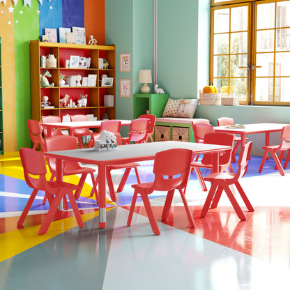Flash Furniture YU-YCY-060-0036-RECT-TBL-RED-GG 23.625"W x 47.25"L Rectangular Red Plastic Activity Table Set with 6 Chairs - View 2