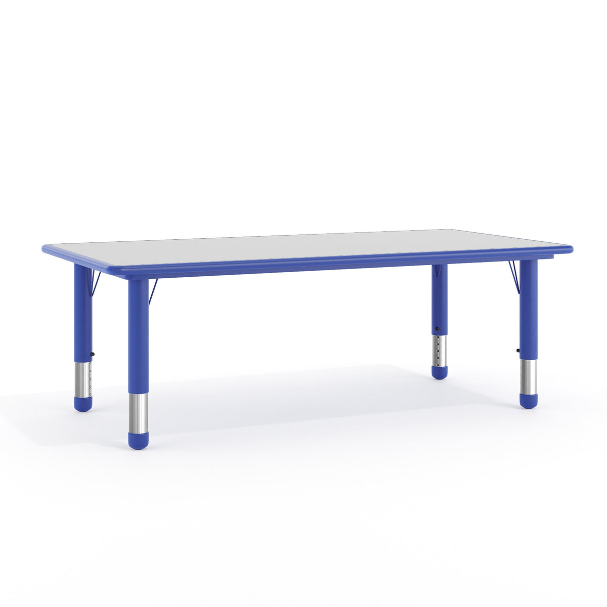 Flash Furniture YU-YCY-060-RECT-TBL-BLUE-GG 23.625"W x 47.25"L Rectangular Blue Plastic Activity Table with Grey Top - Main view